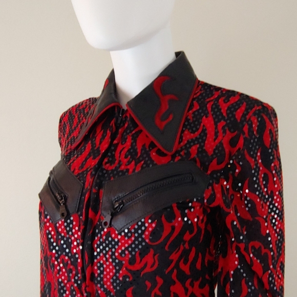 Chrome by Carrie Basham Flame Zip Blouse Sz S - Picture 5 of 8
